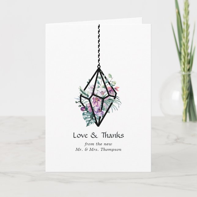 Rustikale Pastel Floral Terrarium Garden Wedding Dankeskarte (Vorderseite)
