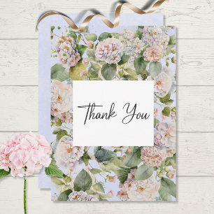 Rustikale Pastel Hydrangea Floral Monogram Periwin Dankeskarte