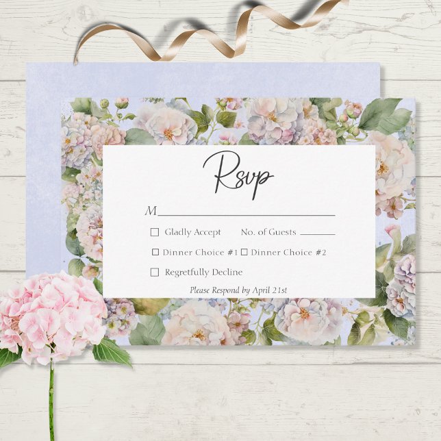 Rustikale Pastel Hydrangea Floral Monogram Periwin RSVP Karte (Von Creator hochgeladen)