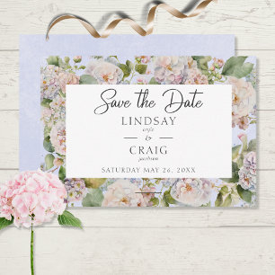 Rustikale Pastel Hydrangea Floral Monogram Periwin Save The Date