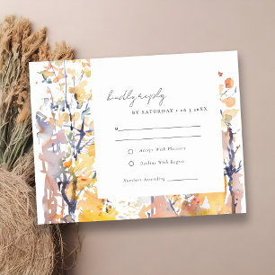 Rustikale Pastelfallen Herbstlandschaft Hochzeit RSVP Karte