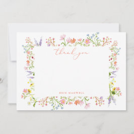 Rustikale Pastell-Wildblume Brautparty flach Dankeskarte