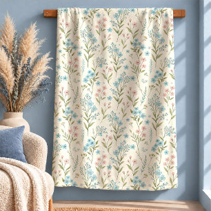 Rustikale Pastellblaue Wildblumen-Garten-Decke Dek Sherpadecke