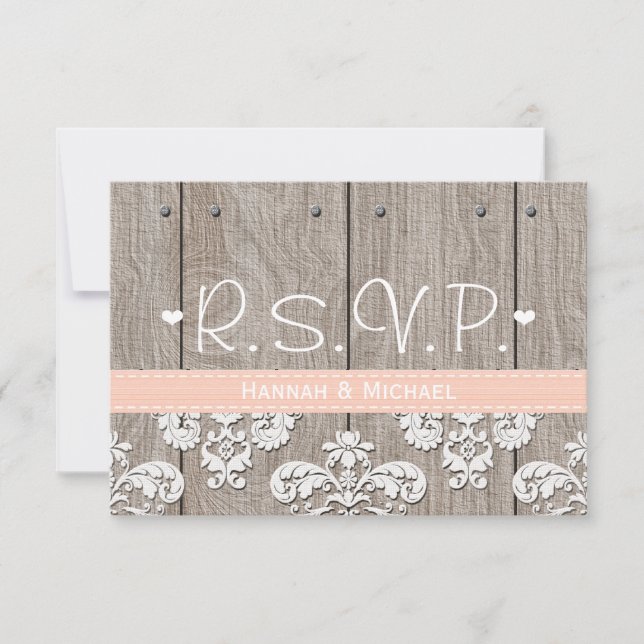 Rustikale Peach Hydrangea Wedding RSVP Response Ca (Vorderseite)