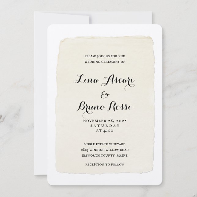 Rustikale Pen & Ink Script Einladung zur Hochzeit (Vorderseite)