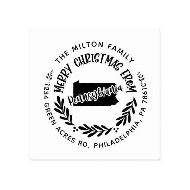 rustikale Pennsylvania fröhliche Weihnachtsfeier R Gummistempel (Prägung)
