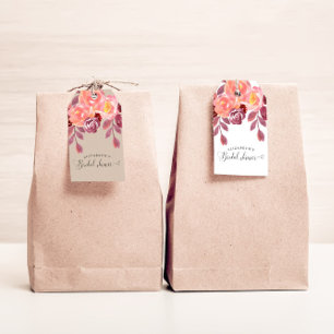 Rustikale Peonies Elegantes Script-Brautparty Geschenkanhänger