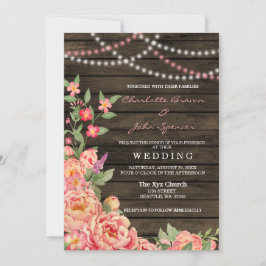 Rustikale Peony Barn Wood Wedding Einladung