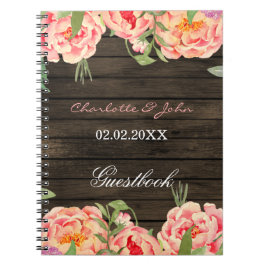 Rustikale Peony Barn Wood Wedding Notizblock