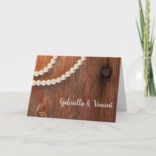 Rustikale Perlen - Einladung zum Hochzeitsfeiern (Vorderseite)