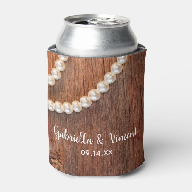 Rustikale Perlen Gastgeschenke Hochzeiten Dosenkühler (Kanne Vorderseite)