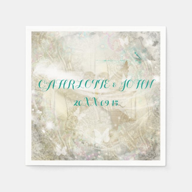 Rustikale Personalisierte Hochzeit Napkins Serviette (Vorderseite)