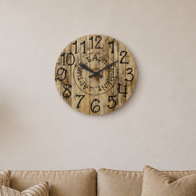 Rustikale personalisierte hölzerne Gefangennahme Große Wanduhr (Von Creator hochgeladen)