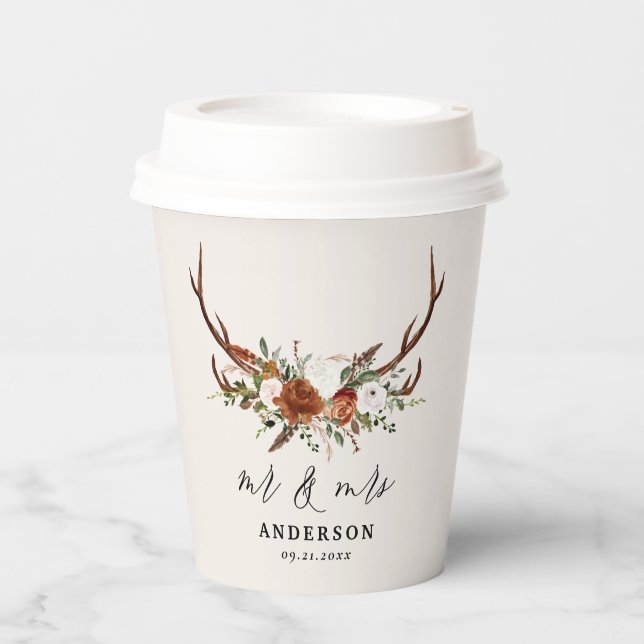 rustikale personalisierte Jungfrau  Pappbecher (Vorderseite)