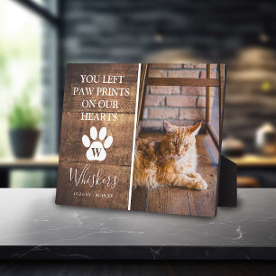 Rustikale Personalisierte Paw Print Cat in Love Me Fotoplatte