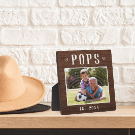Rustikale Personalisierte Pop Großvater Foto Fotoplatte