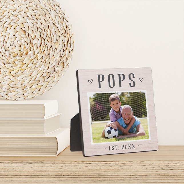 Rustikale Personalisierte Pop Großvater Foto Fotoplatte (Von Creator hochgeladen)