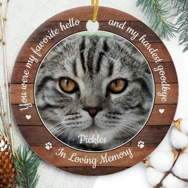 Rustikale Pet Memorial Favorit Hallo Hardest Goodb Keramik Ornament (Von Creator hochgeladen)