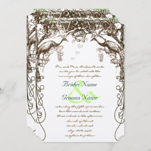 Rustikale Pfauenvögel, Vintag Einladung