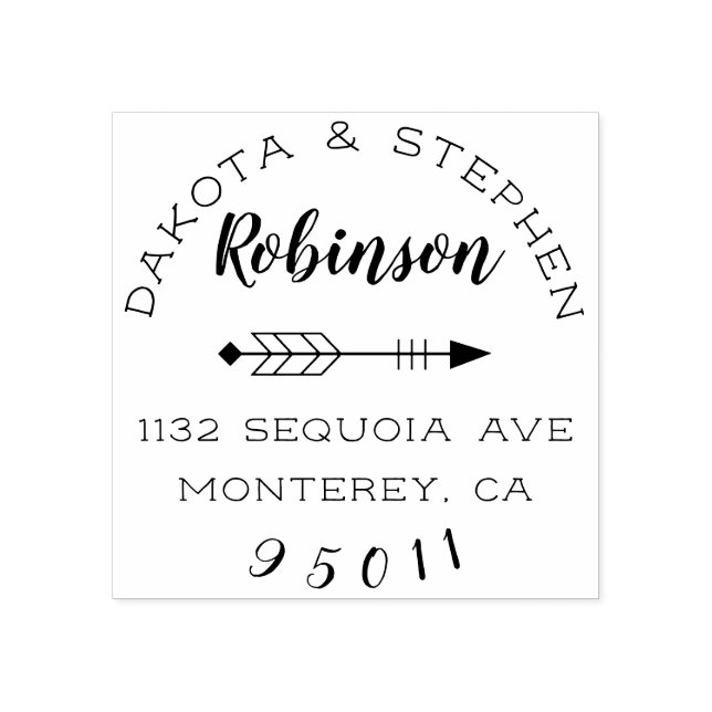 Rustikale Pfeile und Verheiratete Paaradresse Gummistempel (Prägung)