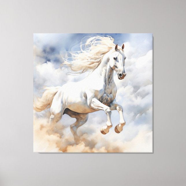 Rustikale Pferdekunst: Ein Feld der Freude Wasserf Leinwanddruck (Vorderseite)