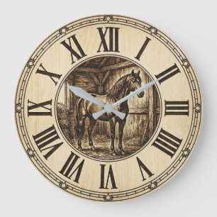Rustikale Pferdestall-Wanduhr   Farmhaus-Dekoratio Große Wanduhr