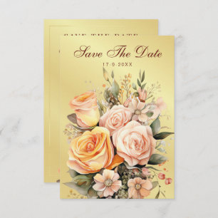 Rustikale Pfirsiche und Hochzeiten mit goldener Bl Save The Date