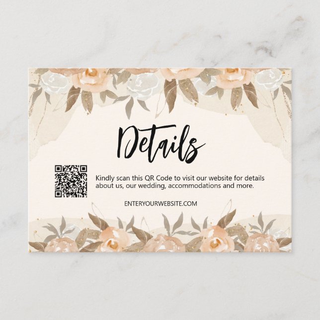 Rustikale Pfirsichfarben - Blumendetails Begleitkarte (Vorderseite)