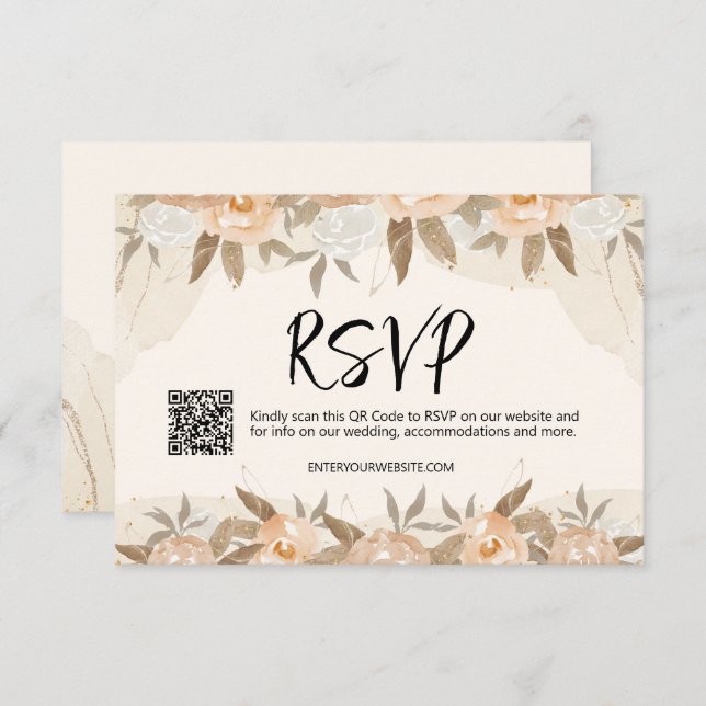 Rustikale Pfirsichhochzeit RSVP Karte (Vorne/Hinten)