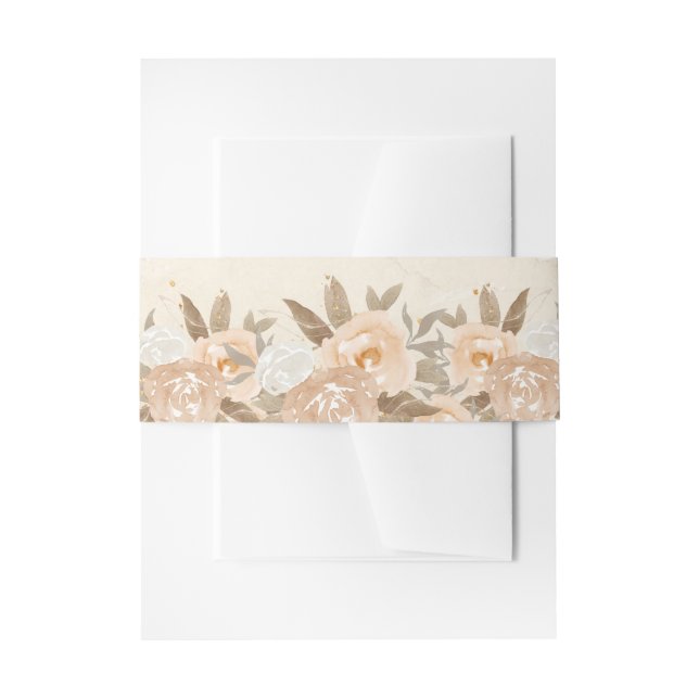 Rustikale Pfirsichknöpfe Blume Einladung Bauchband Einladungsbanderole (Vorderseite Beispiel)