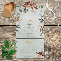 Rustikale Pfirsichrost & Sage Green Floral No Dinn