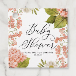 Rustikale Pfirsichwasser Hydrangeas Babydusche Geschenkanhänger