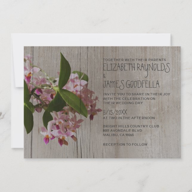 Rustikale Phalaenopsis Orchid Wedding Einladungen (Vorderseite)