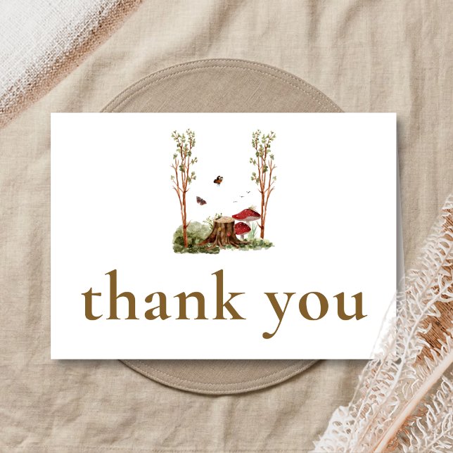 Rustikale Pilz-Wald-Baby-Party Dankeskarte (Mushroom Rustic Woodland Baby Shower Thank You Card)