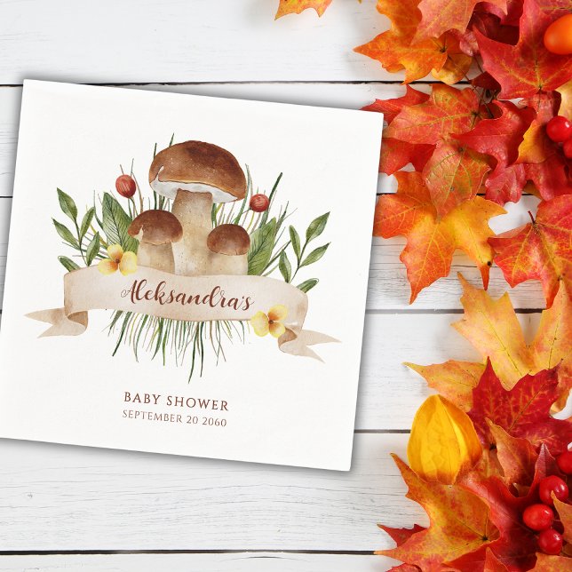 Rustikale Pilzwald-Herbst-Baby-Party Serviette (Von Creator hochgeladen)