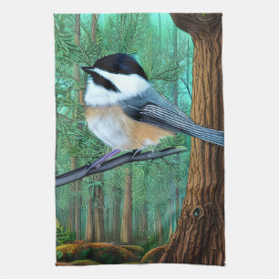 Rustikale Pine Chickadee Geschirrtuch