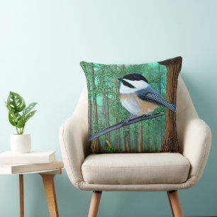 Rustikale Pine Chickadee Kissen