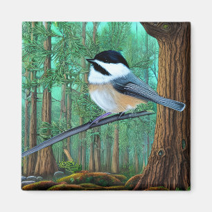 Rustikale Pine Chickadee Magnet