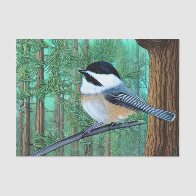 Rustikale Pine Chickadee Seidenpapier (Vorderseite)