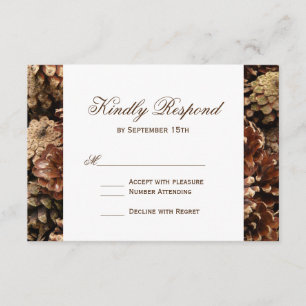 Rustikale Pine Cone Wedding RSVP Cards