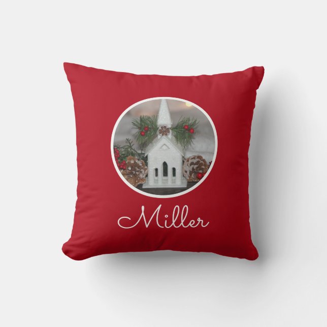 Rustikale Pine Cones Red Personalisiert  Kissen (Vorderseite)