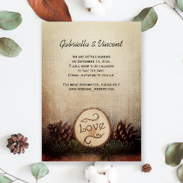 Rustikale Pine Cones Woodland Hochzeit retten das  Save The Date