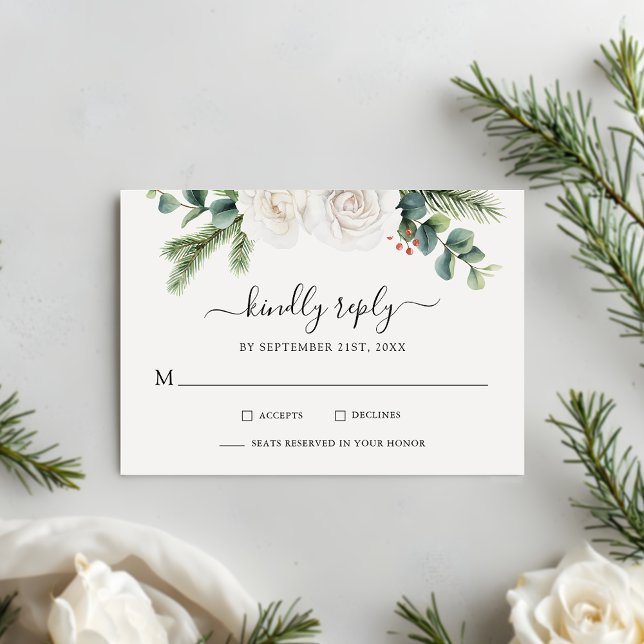 Rustikale Pine Eucalyptus Greenery Boho Wedding RS RSVP Karte (Von Creator hochgeladen)