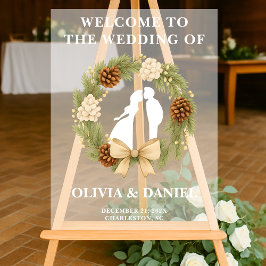 Rustikale Pine Greenerity Winter Wedding Willkomme Acrylschild