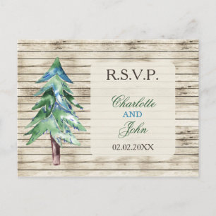 Rustikale Pine-Hochzeit Postkarte