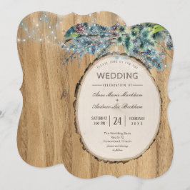 Rustikale Pine Lodge Winter Wedding Einladung