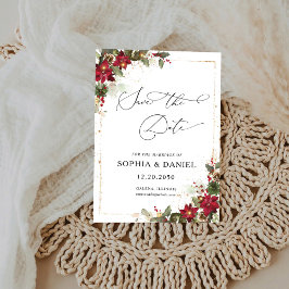 Rustikale Pine Poinsettia Blumenweihnachtsfest Save The Date