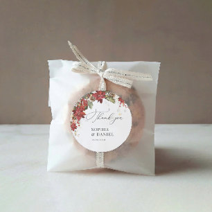 Rustikale Pine Poinsettia-Hochzeitsticker Runder Aufkleber