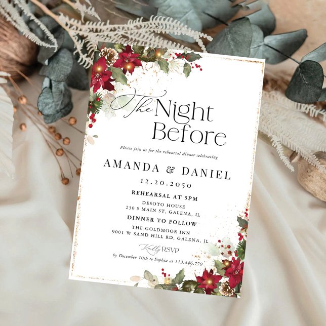 Rustikale Pine Poinsettia Probe Abendessen Einladu Einladung (Von Creator hochgeladen)