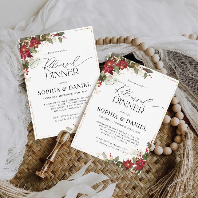 Rustikale Pine Poinsettia Probe Abendessen Einladu Einladung (Von Creator hochgeladen)